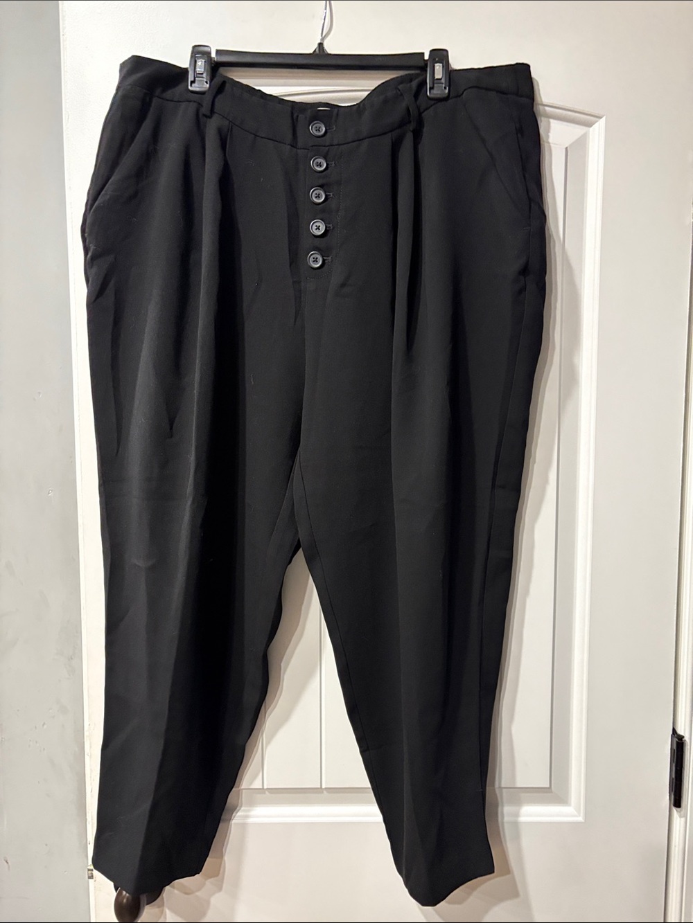 Anthropologie Black Capris Pleated Button-Fly Dress Pants